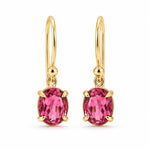 9ct Yellow Gold 6x5mm Oval Pink Tourmaline Shepherds Hook Earrings - Aurum Jewels