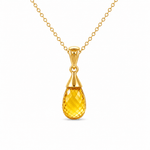 9ct Yellow Gold 8.8mm Briolette Cut Citrine Pendant - Aurum Jewels