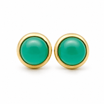 9ct Yellow Gold 8mm Round Chrysoprase Stud Earrings - Aurum Jewels