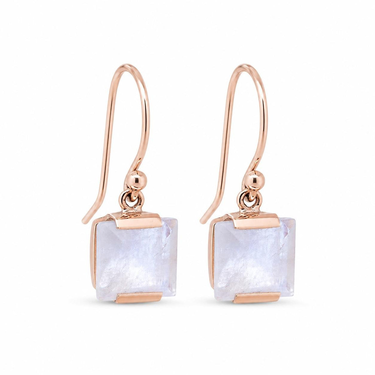 9ct Yellow Gold 8mm Square Moonstone Shepherd Hook Earrings - Aurum Jewels