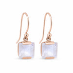 9ct Yellow Gold 8mm Square Moonstone Shepherd Hook Earrings - Aurum Jewels
