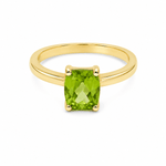 9ct Yellow Gold 8x6mm Rectangular Cushion Cut Peridot Ring - Aurum Jewels