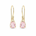 9ct Yellow Gold 9.8x5.6mm Pear Cut Morganite Shepherds Hook Earrings - Aurum Jewels