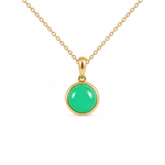 9ct Yellow Gold 9mm Round Chrysoprase Pendant - Aurum Jewels