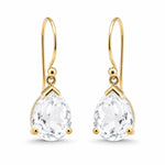 9ct Yellow Gold 9x11mm Pear Cut White Topaz Shepherd Hook Earrings - Aurum Jewels