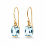 9ct Yellow Gold 9x6mm Rectangular Cushion Aquamarine Shepherds Hook Earrings - Aurum Jewels