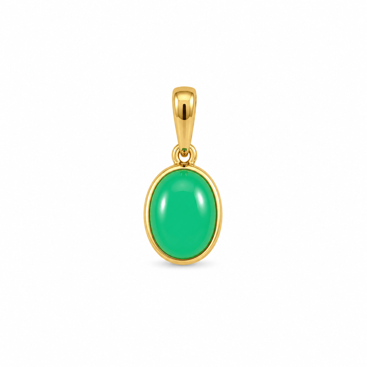 9ct Yellow Gold 9x7mm Oval Chrysoprase Pendant - Aurum Jewels