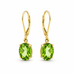 9ct Yellow Gold 9x7mm Oval Cut Peridot Drop Earrings - Aurum Jewels