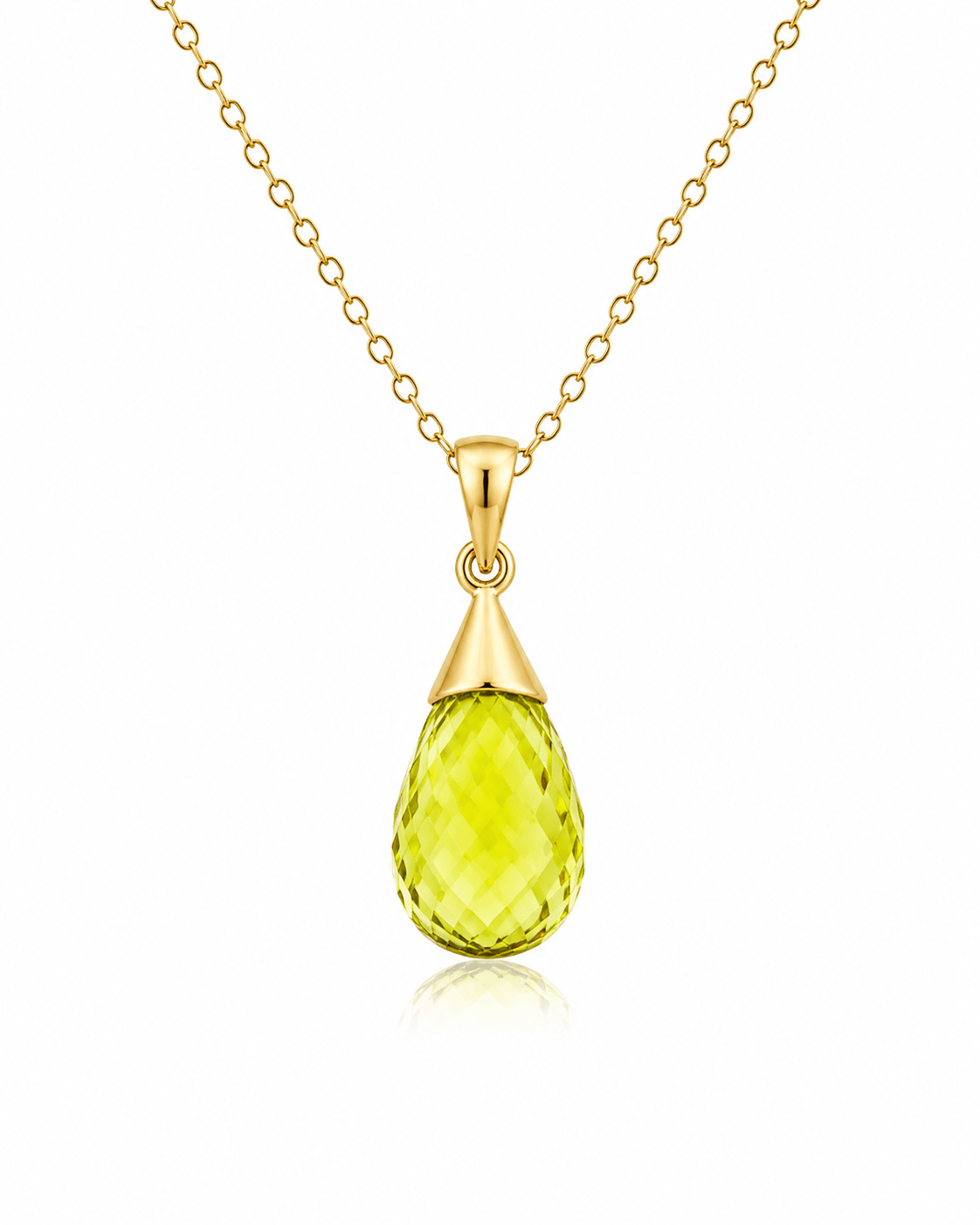 9ct Yellow Gold Briolette Lemon Quartz Pendant - Aurum Jewels