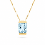 9ct Yellow Gold Cushion Cut Aquamarine Pendant - Aurum Jewels