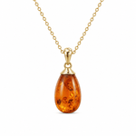 9ct Yellow Gold Dew Drop Amber Pendant - Aurum Jewels