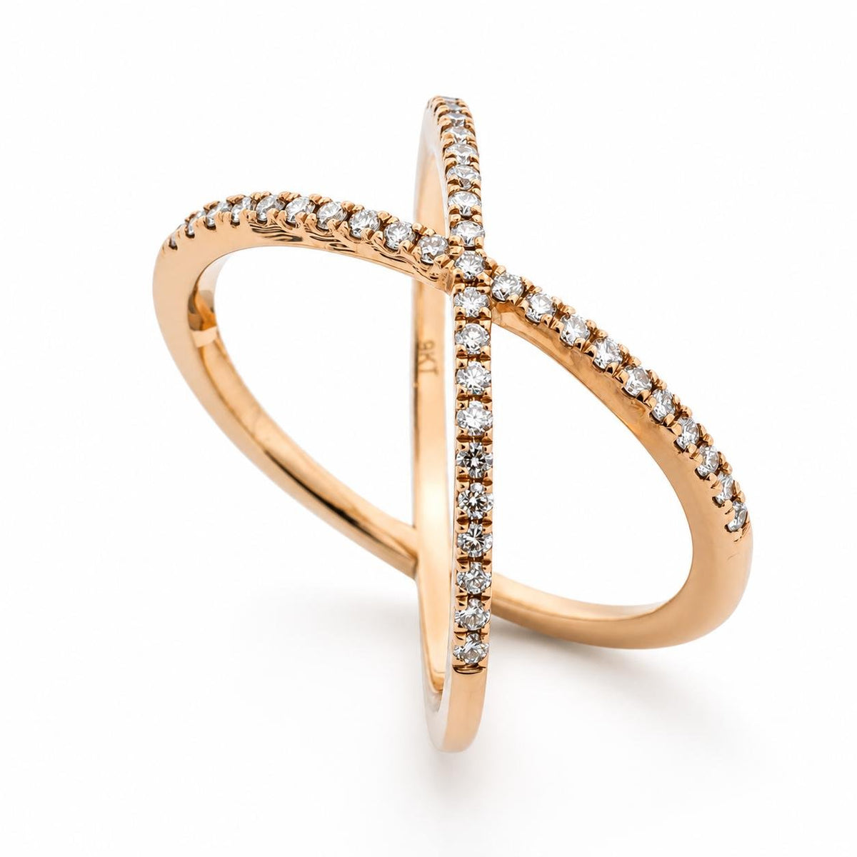 9ct Yellow Gold Diamond Cross Ring - Aurum Jewels