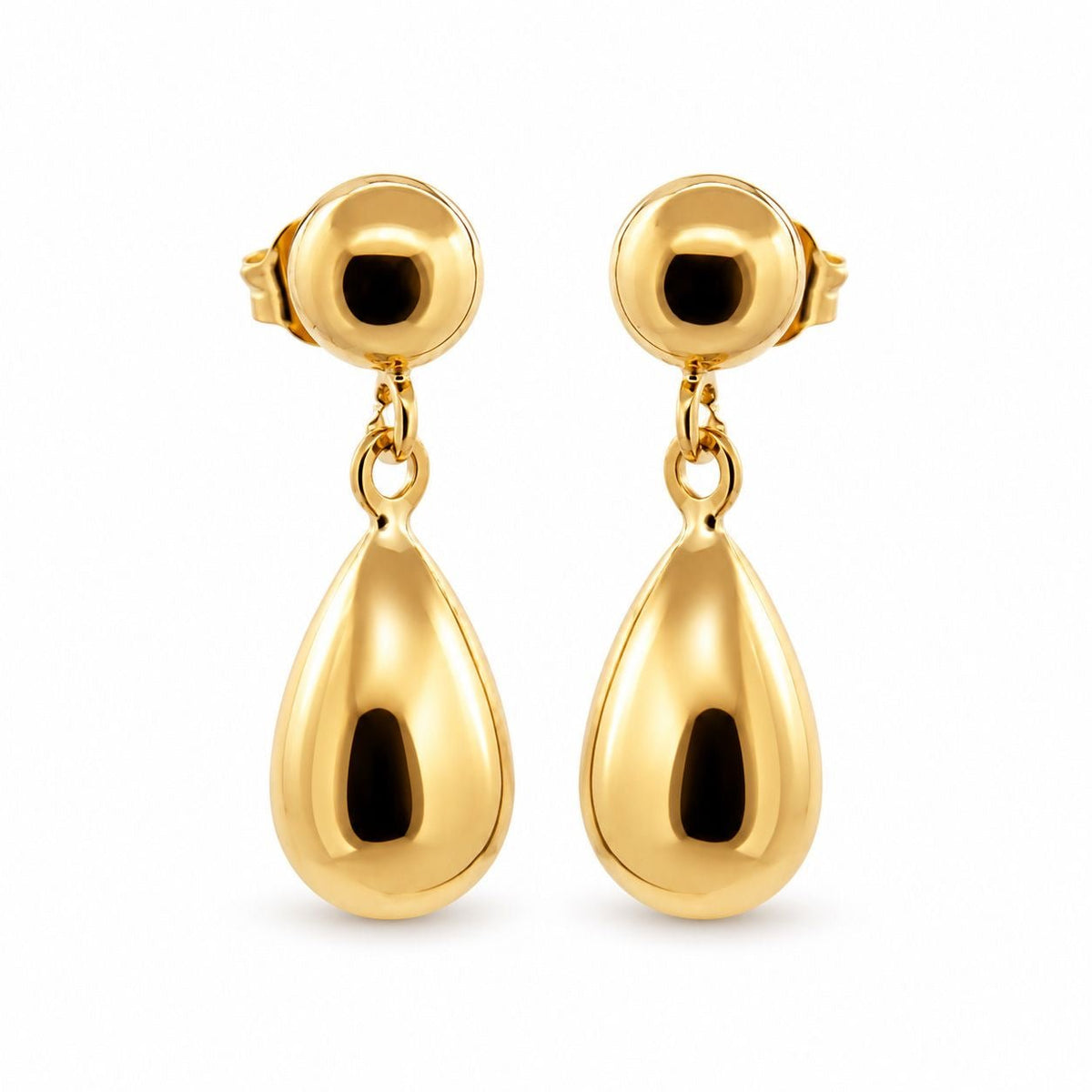 9ct Yellow Gold Drop Tear Drop Stud Earrings - Aurum Jewels