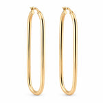 9ct Yellow Gold Flat Oblong Oval Hoop Earrings - Aurum Jewels