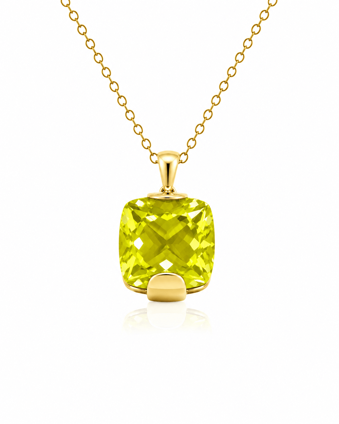 9ct Yellow Gold Large Cushion Cut Lemon Quartz Pendant - Aurum Jewels