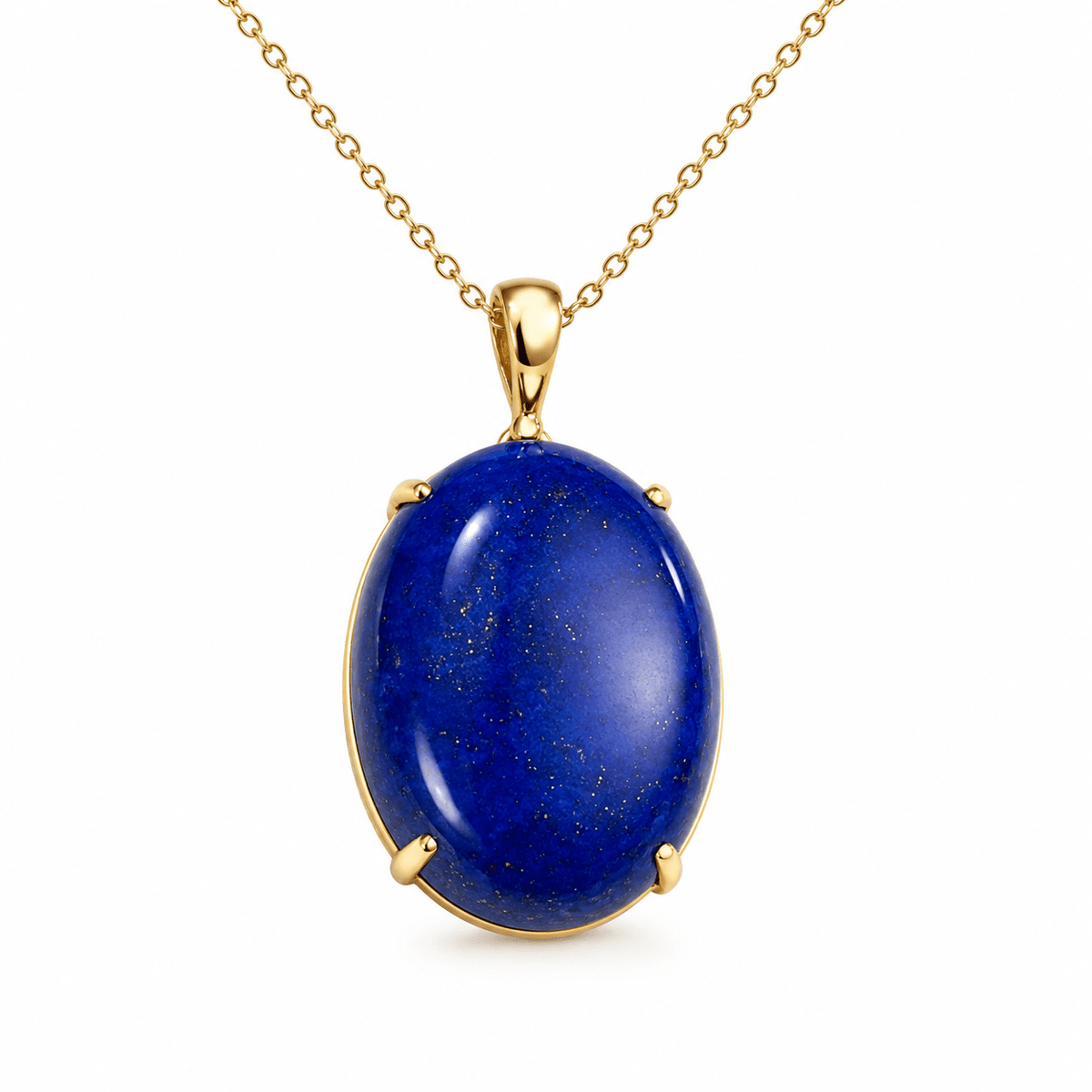 9ct Yellow Gold Large Oval Lapis Lazuli Pendant - Aurum Jewels