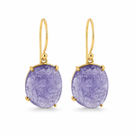 9ct Yellow Gold Large Tanzanite Slice Drop Earrings - Aurum Jewels
