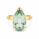 9ct Yellow Gold Large Tear Drop Green Amethyst Ring - Aurum Jewels