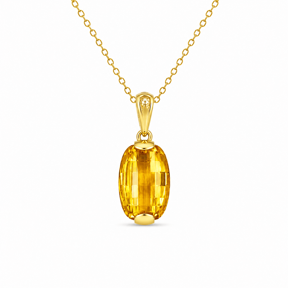 9ct Yellow Gold Lozenge Shaped Citrine Pendant - Aurum Jewels