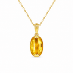 9ct Yellow Gold Lozenge Shaped Citrine Pendant - Aurum Jewels