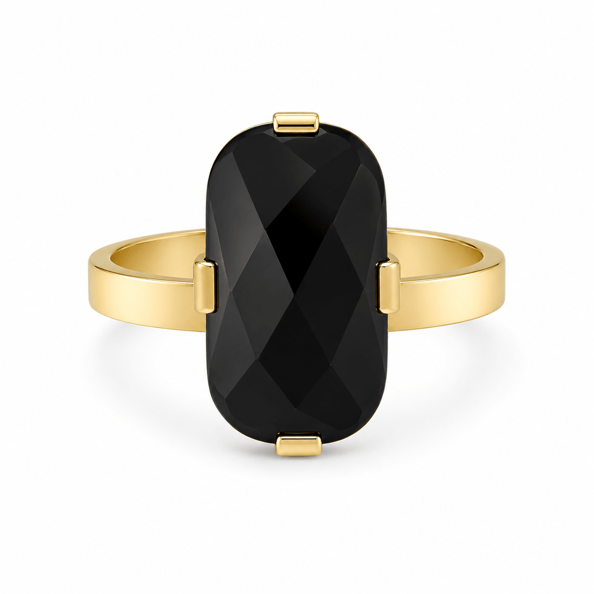 9ct Yellow Gold Onyx Dress Ring - Aurum Jewels