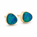 9ct Yellow Gold Opal Stud Earrings - Aurum Jewels
