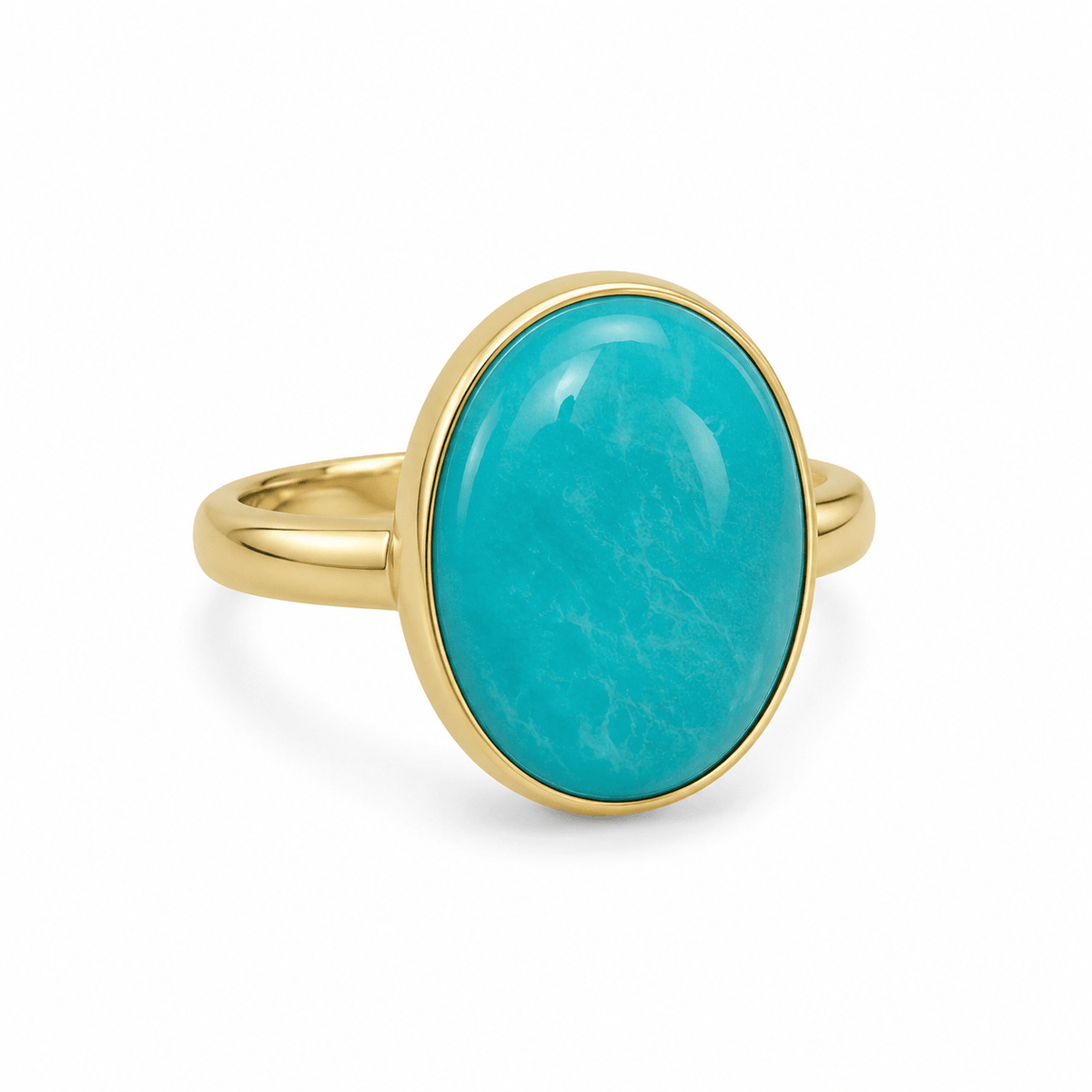 9ct Yellow Gold Oval Amazonian Gemstone Ring - Aurum Jewels