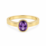 9ct Yellow Gold Oval Amethyst Ring - Aurum Jewels