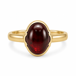 9ct Yellow Gold Oval Cabochon Garnet Ring - Aurum Jewels