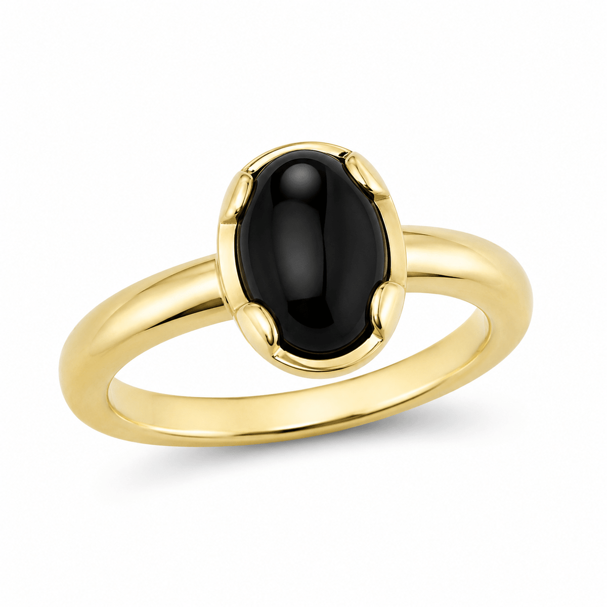 9ct Yellow Gold Oval Cabochon Onyx Ring - Aurum Jewels