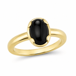 9ct Yellow Gold Oval Cabochon Onyx Ring - Aurum Jewels