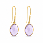 9ct Yellow Gold Oval Checkerboard Amethyst Drop Earrings - Aurum Jewels