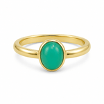 9ct Yellow Gold Oval Chrysoprase Ring - Aurum Jewels