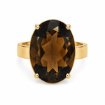 9ct Yellow Gold Oval Cognac Quartz Ring - Aurum Jewels
