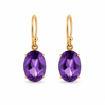 9ct Yellow Gold Oval Cut Amethyst Drop Earrings - Aurum Jewels