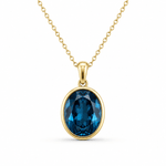 9ct Yellow Gold Oval Cut London Blue Topaz Pendant - Aurum Jewels