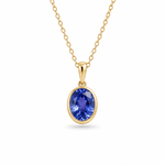 9ct Yellow Gold Oval Cut Tanzanite Pendant - Aurum Jewels