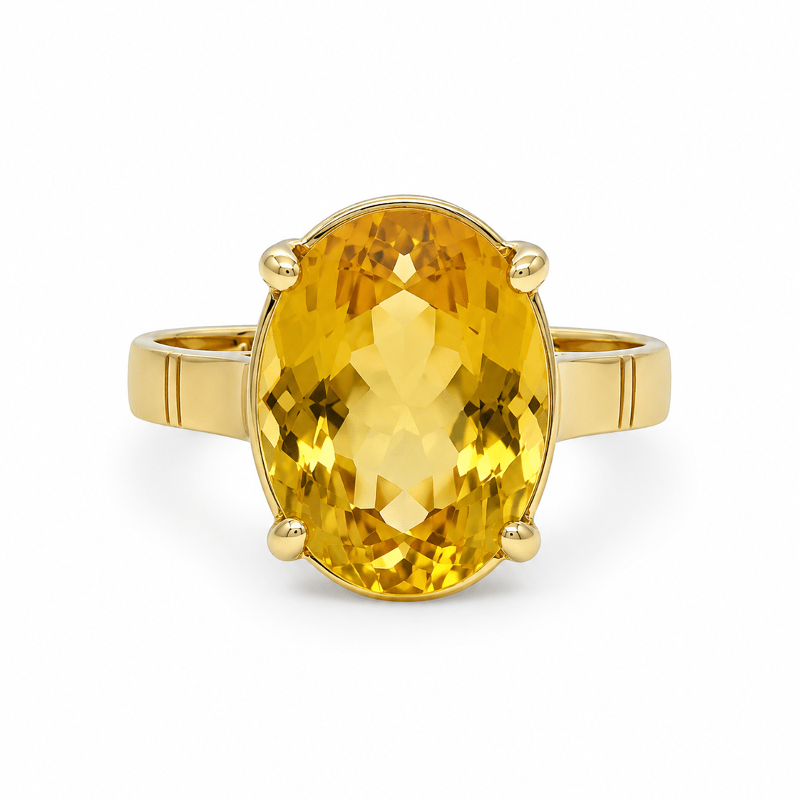 9ct Yellow Gold Oval Facetted Citrine Ring - Aurum Jewels