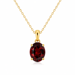 9ct Yellow Gold Oval Garnet Pendant - Aurum Jewels