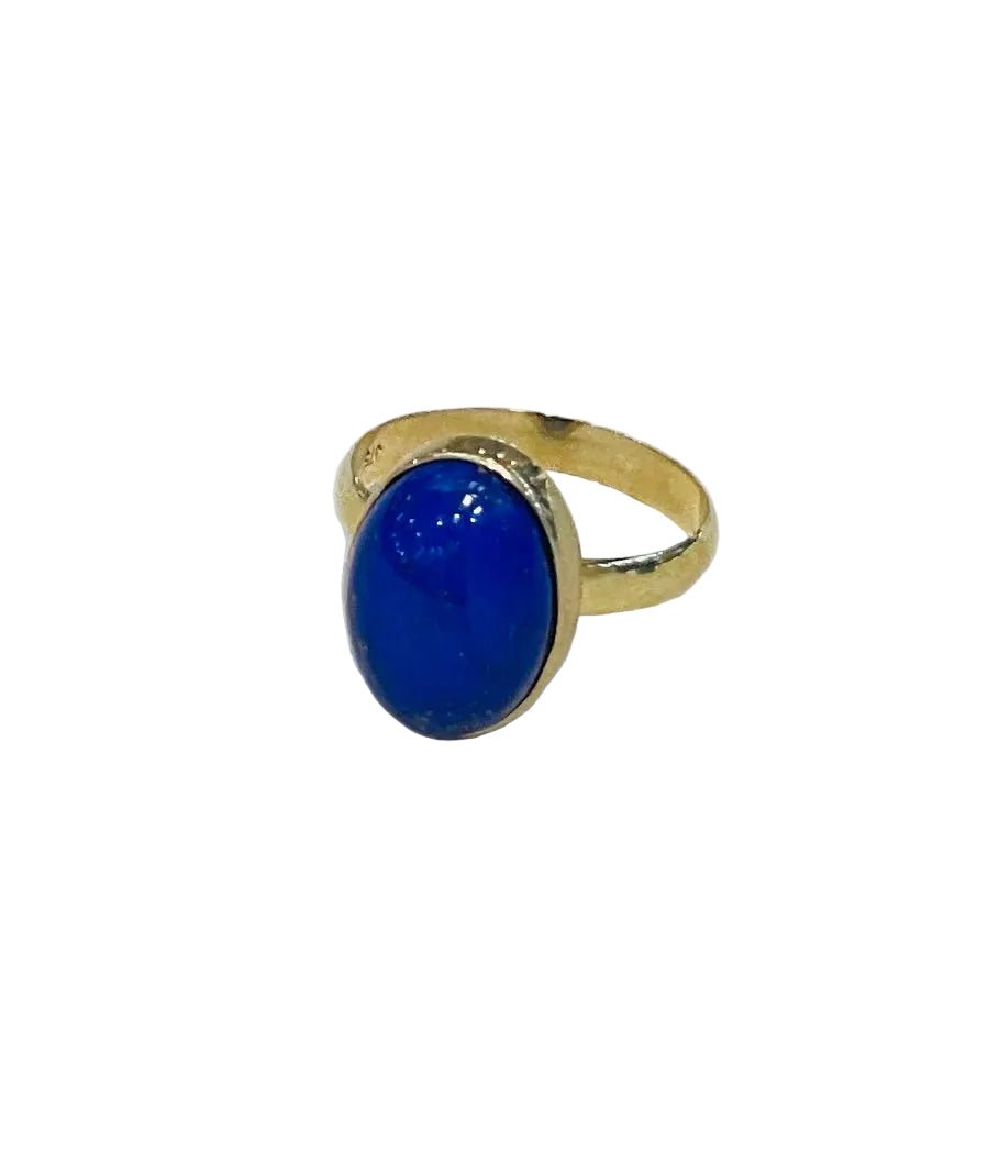 9ct Yellow Gold Oval Lapis Lazuli Ring - Aurum Jewels