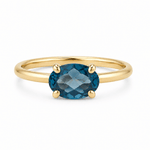 9ct Yellow Gold Oval London Blue Topaz Ring - Aurum Jewels