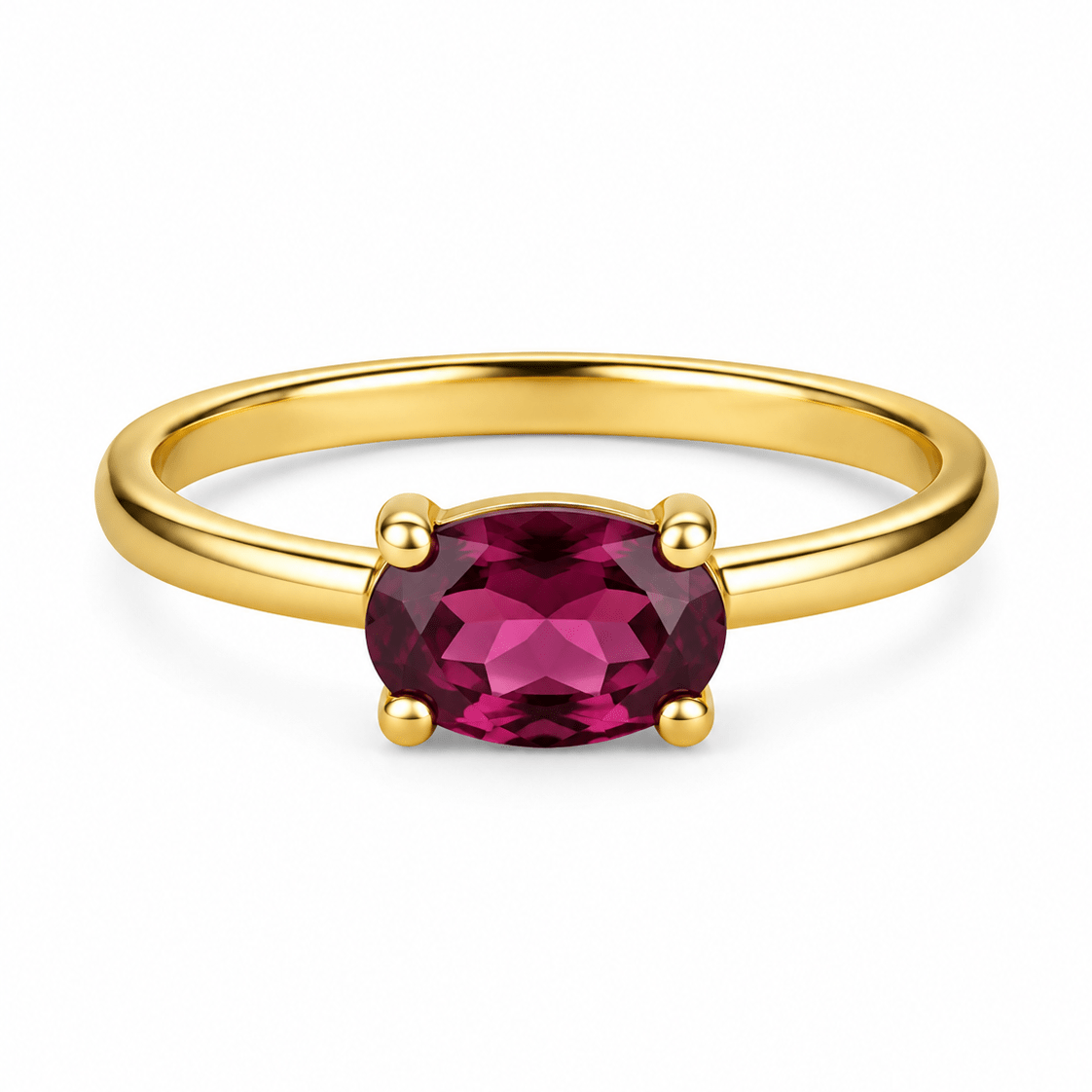 9ct Yellow Gold Oval Rhodolite Garnet Ring - Aurum Jewels