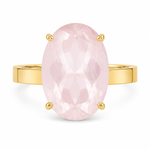 9ct Yellow Gold Oval Rose Quartz Cocktail Ring - Aurum Jewels