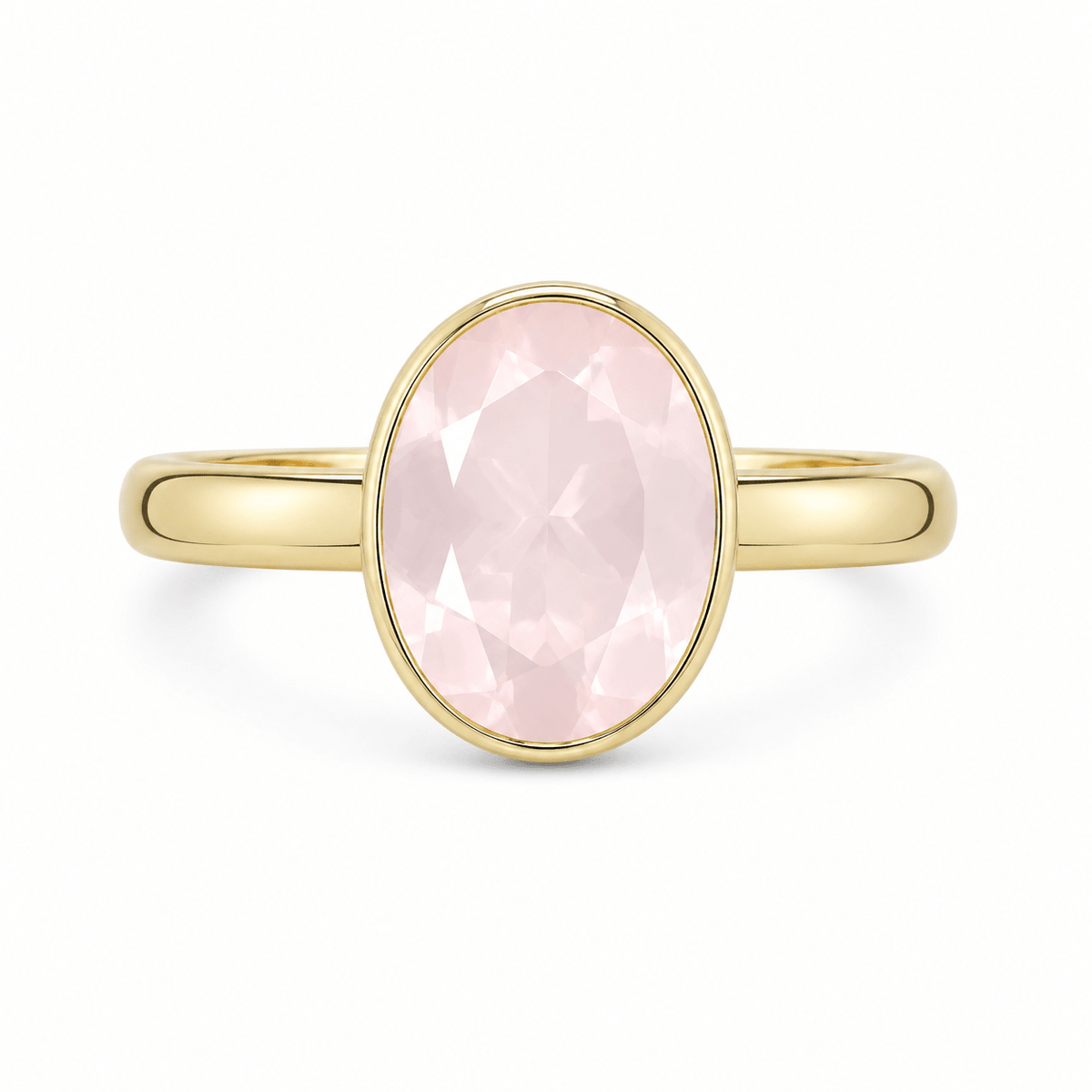 9ct Yellow Gold Oval Rose Quartz Ring - Aurum Jewels