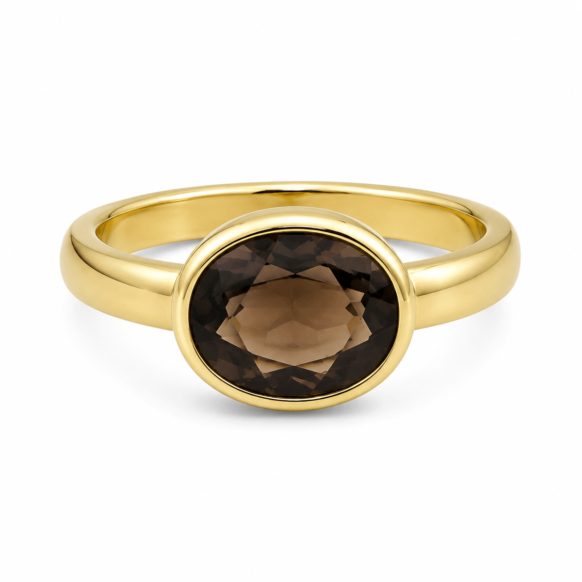 9ct Yellow Gold Oval Smokey Quartz Ring - Aurum Jewels