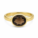 9ct Yellow Gold Oval Smokey Quartz Ring - Aurum Jewels