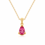 9ct Yellow Gold Pear Shaped Pink Tourmaline Pendant - Aurum Jewels