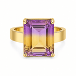 9ct Yellow Gold Rectangular Ametrine Cocktail Ring - Aurum Jewels