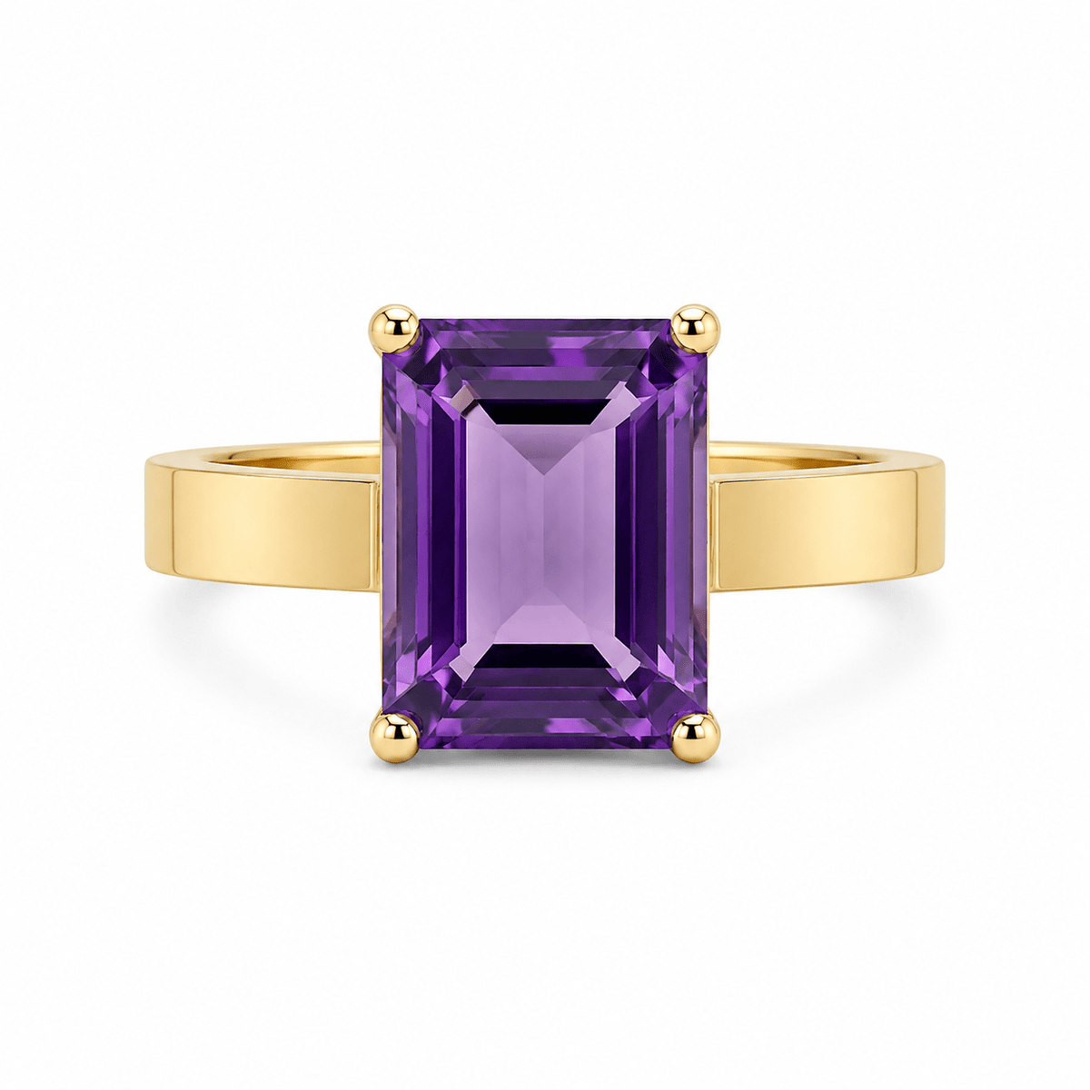 9ct Yellow Gold Rectangular Purple Amethyst Cocktail Ring - Aurum Jewels