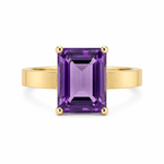 9ct Yellow Gold Rectangular Purple Amethyst Cocktail Ring - Aurum Jewels